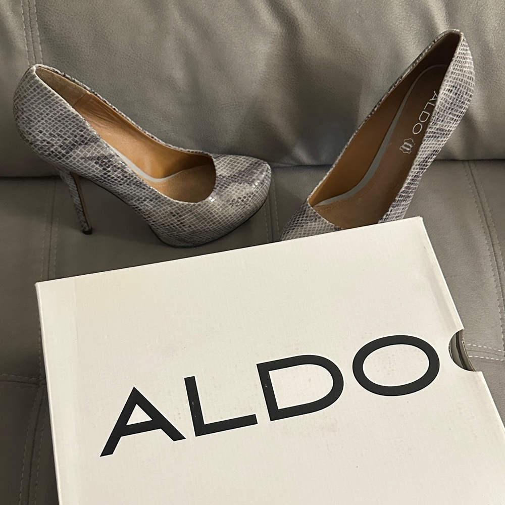 Aldo Elegant Gray Patterned Heels Model Camilo Size 7